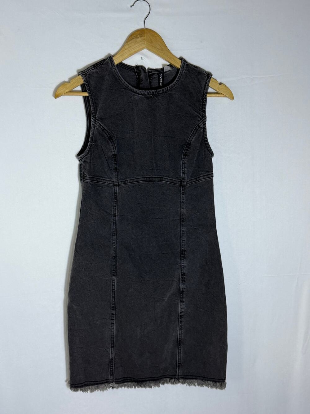 H&M Divided Black Washed Denim Bodycon Dress Sleeveless Y2K Grunge